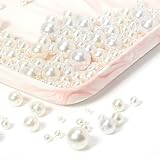 HERZWILD 670 pcs Glasperlen Creme Weiß Gemischte Größe Perlen zum auffädeln Kunstperle Runde Perlen für Schmuckherstellung(beige pearl)