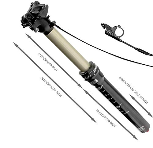 DNM Mountain Bike Bicycle Pro Seatpost Remote Lockout 31.6x365mm Black