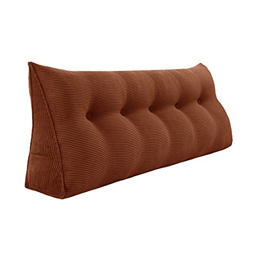 Homecozy Wedge Large Headboard Pillow, Adult Backrest Cushion Support For Sitting Up In Bed, Ergonomics Body Positioning Reading Pillow With Washable Corduroy Cover 59In Coffee Queen #TOP8