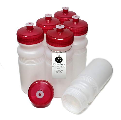 Rolling Sands 20 Ounce Sports Water Bottles 6 Pack, BPA-Free, Made in USA