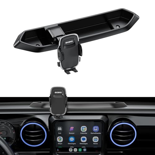 Dashboard Phone Mount for Jeep Wrangler JL JLU & Gladiator JT (20182023) Storage Tray Organizer with Metal Clamp Arm & Extension Rod Scratch-Free Silicone Base No-Rattle Design Not for 4xe
