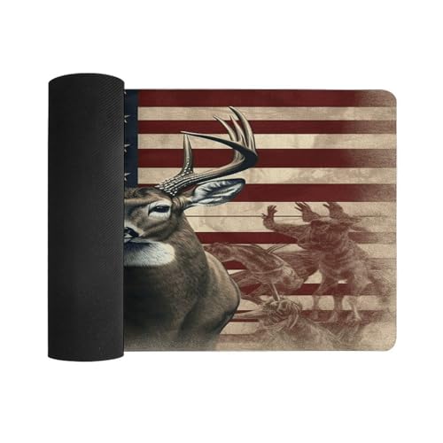 Tapete de escritorio grande Americana Flag Deer antideslizante miniatura 3