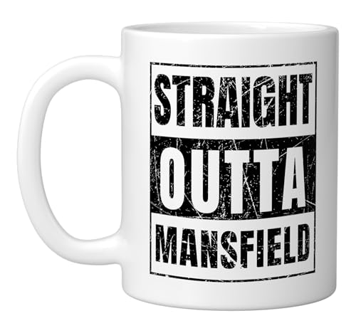 Taza de cerámica Straight Outta Mansfield Ohio blanca miniatura 1