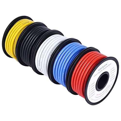 Fil de silicone 16 AWG Shonsin flexible 5 couleurs de 6m bobine de cuivre étamé 16 gauge