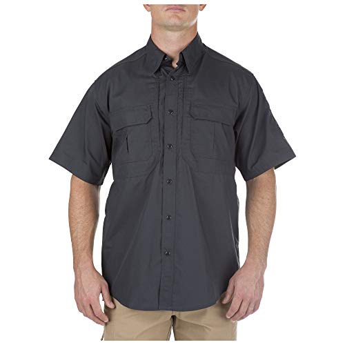 5.11 Tactical Mens Button Down Short Sleeve Shirt with Pockets, Taclite Pro, Charcoal, Large, Style 71175ABR