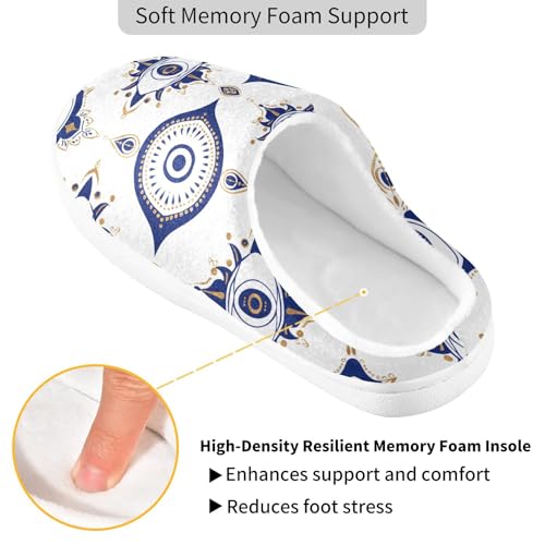 JUNZAN Retro Cartoon Evil Eyes Women Home Cotton Slippers Lightweight Memory Foam Bedroom Slippers for Spa Birthday Presents 6-72