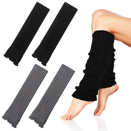 ZOCONE 2 pares aquecedores pernas mulher, Leg Warmers elasticidade aquecedores de pernas de malha para mulheres, luvas elásticas para pernas adequadas para outono e inverno, b