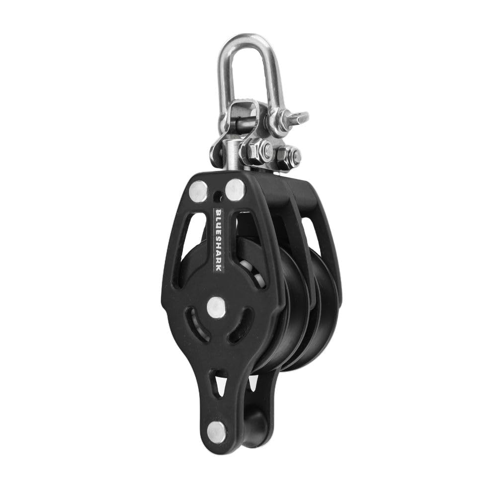 Blue Shark: 38mm Fixed Double Becket Aluminum Sailing Block Choose Quantity (1-Pack) 2255