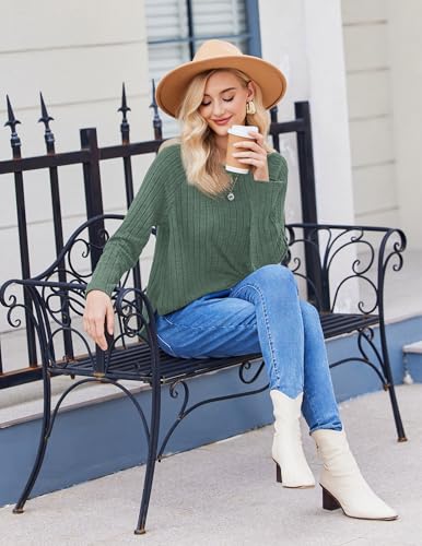 Image of Winter Tunic Tops for Women Loose Fit Dressy Crew Neck Pullover Basic Sweaters for Women 2025 (G,L) Green
