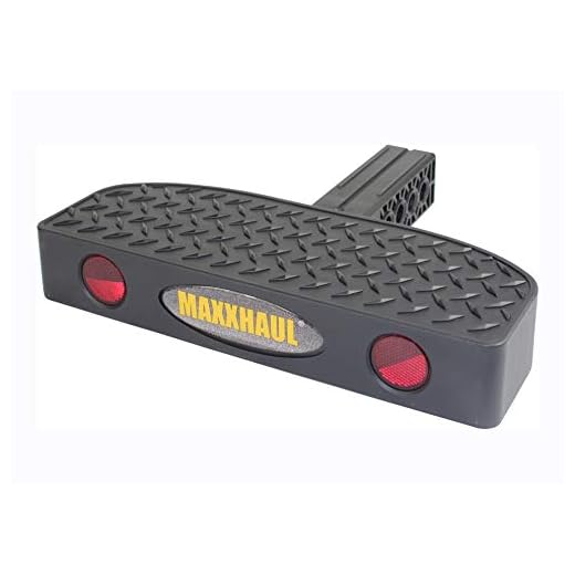 MaxxHaul 50234 Hitch Mount Bump Step For 2 inch Hitch Receiver With Anti Slip Platform For RV SUV Truck Flatbed Camper With Safety Reflectors