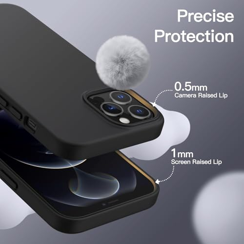 Image of DIZORO Microfiber Candy Case Compatible for iPhone 12 Pro Max 6.7 inch, Shockproof Slim Back Cover Liquid Silicone Case - Black