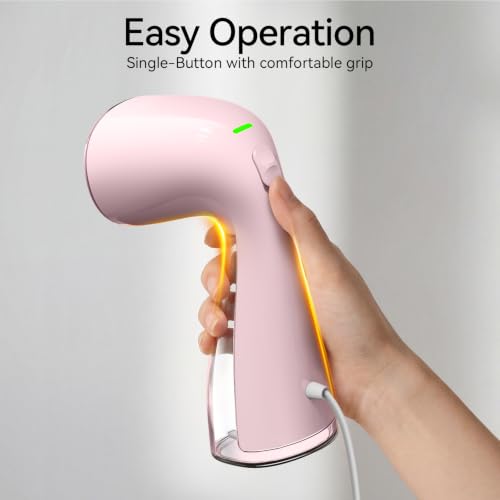 Image of HiLIFE Steamer for Clothes, Portable Handheld Design, 240ml Big Capacity, 700W, Strong Penetrating Steam, Removes Wrinkle, for Home, Office and Travel(ONLY FOR 120V) (Pink)