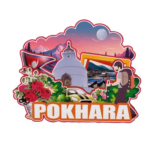 Imán de madera para nevera de Pokhara Nepal, diseño de monumentos 3D, recuerdo coleccionable, decoración hecha a mano -5331