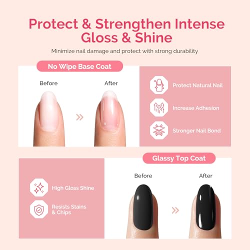 Image of MelodySusie Top Coat Base Coat Nail Dehydrator and Primer Set Long Lasting Shine Nail Polish Art Design Manicure Kit Perfect Gifts for Women Girls 4 Pcs 15ml Clear