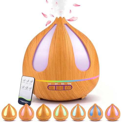 Humidificador Ultrasónico, GuKKK 500 ml Difusor de Aromas con Temporizador Humificador Control Remoto 7 Colores LED para el Hogar Oficina Dormitorio Yoga SPA,Ultrasilencioso (madera clara) Humidificador Ultrasónico, GuKKK 500 ml Difusor de Aromas con Temporizador Humificador Control Remoto 7 Colores LED para el Hogar Oficina Dormitorio Yoga SPA,Ultrasilencioso (madera clara)