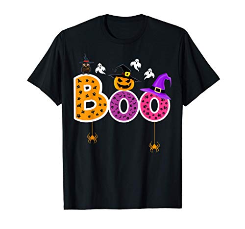 Boo Halloween Costume Spiders, Ghosts, Pumkin & Witch Hat t-shirt