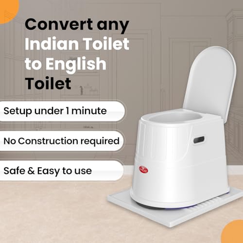 Image of EASYCARE Heavy Duty Portable Indian to Western Toilet Converter | Commode Stool for Patients, Adults, Elderly, Kids, Handicap | Portable Toilet Seat
