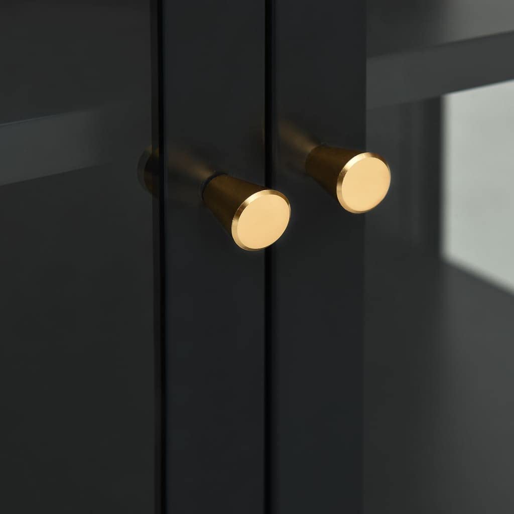 Aparador negro 70 x 35 x 70 cm, acero y cristal, con estantes ajustables, para salón, cocina, pasillo, espacio de almacenamiento versátil