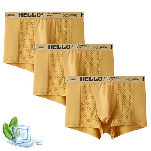 HELLO Underwear for Men, Hello Mesh Mens Underwear, Low Rise Boxer Briefs for Men Breathable Ice Silk Comfort Briefs