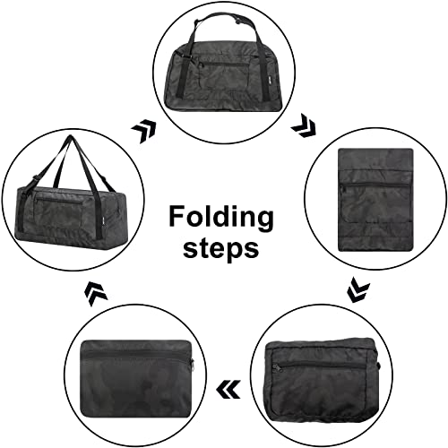 Image of HOLYLUCK Foldable Travel Duffel Bag For Women & Men Luggage Great for Gym (midnight camo)