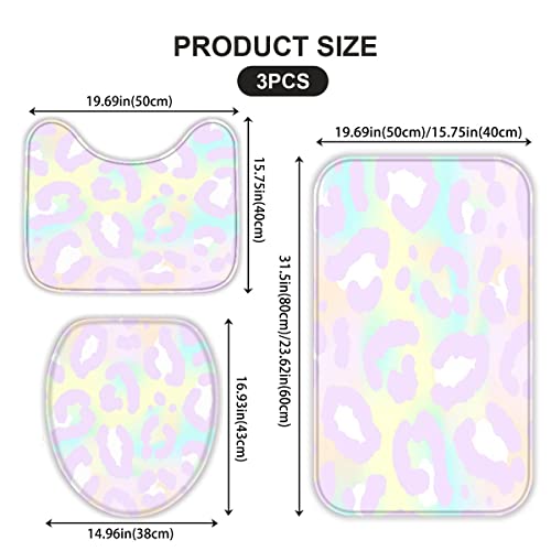 Badezimmerteppich-Set 3Teilig Tierdruck rutschfest Waschbar Badematte Badezimmer Weich Mikrofasern WC-Deckelbezug Mode… – Bild 4