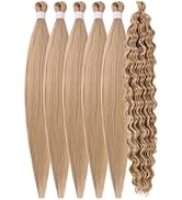 Ash Blonde Boho Braiding Hair Pre Stretched for Boho Braids27/613 Mixed Synthetic Deep Wave Boho ...