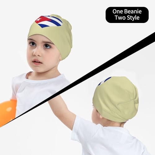 Love Cuban Flag Children Hip Hop Knitted Hat Kids Elastic Leisure Knit Cap Warm Sleep Beanies Black4