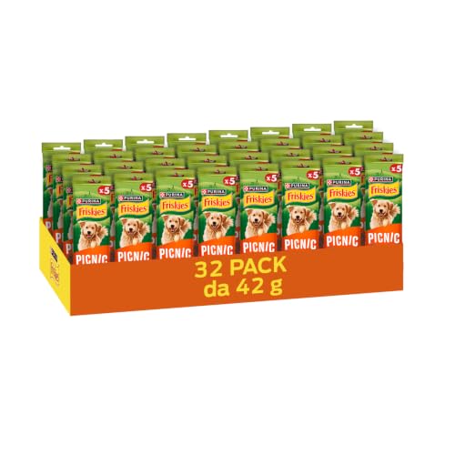 PURINA FRISKIES Picnic Snack per Cani Adulti con Manzo Stick 32 Confezioni da 42g