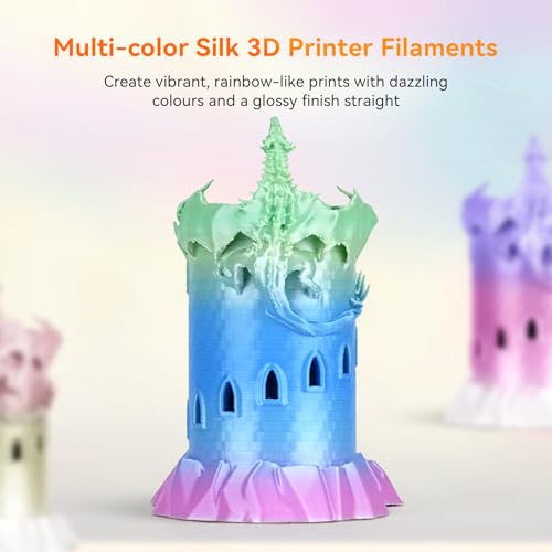 Image of TECBEARS Silk Rainbow PLA Filament 1.75mm, Gradient 3D Printer Filament, Shiny Silk Rainbow Filament, Fast Color Change Each 8 Meters, Dimensional Accuracy + /- 0.02mm(Lilac-Violet)