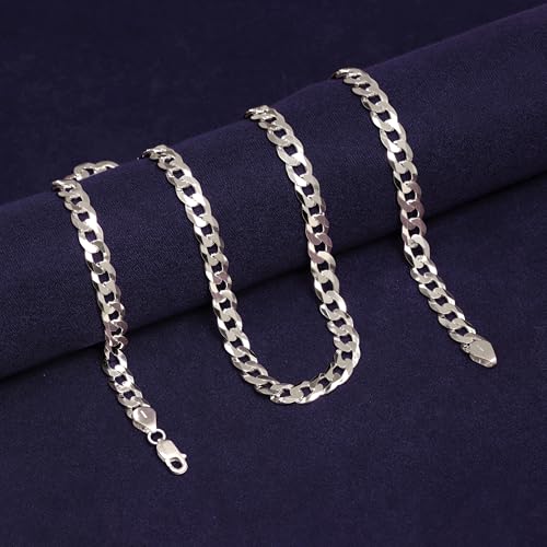 LeCalla Solid 925 Sterling Silver Italian 8mm Diamond-Cut Cuban Link Curb Chain Necklace for Men (20, 22, 24, 26 Inches), Made in Italy3