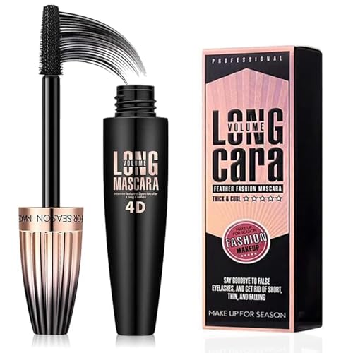 Mascara de Pestañas Waterproof,Máscara de pestañas de fibra de seda 4D, Máscara de pestañas Volumen y Longitud,a prueba de manchas sin grumos para maquillaje,Dura todo el día,10 ml