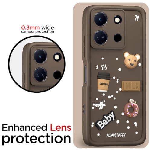 Image of Bintage Cute Fun Ball | Taddy Cartoon 3D Smiley Coffee Cup | Milk Donut | Full Protection Rubber Back Cover Compatible for Itel A662L / Itel A60 - Brown