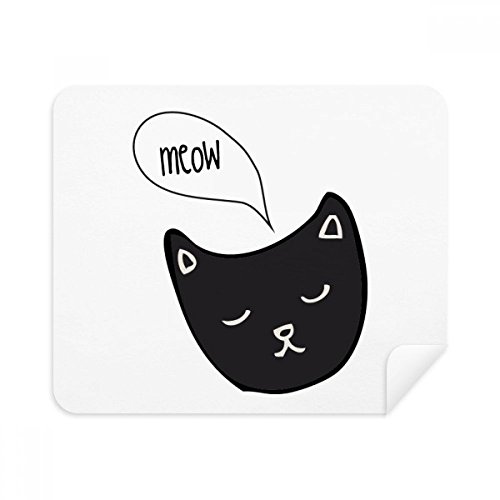 Black Cat Head Mewing Animal Cleaning Cloth Screen Cleaner 2pcs Suede Fabric