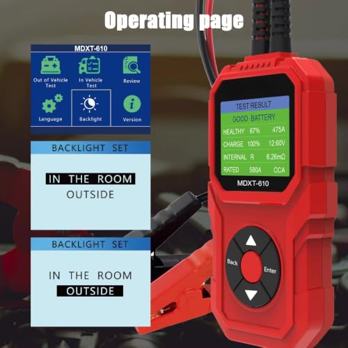Comprobador de batería de coche de 12 V MDXT-610 con prueba de tensión y carga 8
