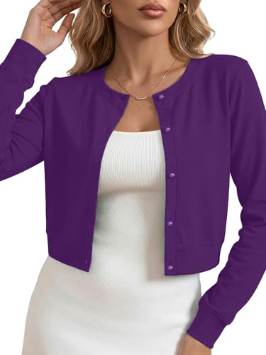 Image of Heymoments Women's Thin Shrugs Long Sleeve Lightweight Cropped Tops Open Front Cardigan for Dress S-2XL