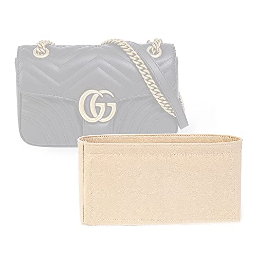 SMART DK Purse Organizer Insert Felt Bag Handbag Tote Shaper Insert for GG Marmont Mini Matelasse Shoulder Bag (SMALL)