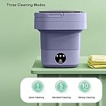 Machine de lavage portable, Machine de nettoyage pliante Grande capacité Séchage à spin doux Mini Lave-linge à seau portable US Connecteur 100 Aux 240V Voyage Wash Bucket pour Home Apartment Camping (Purple)