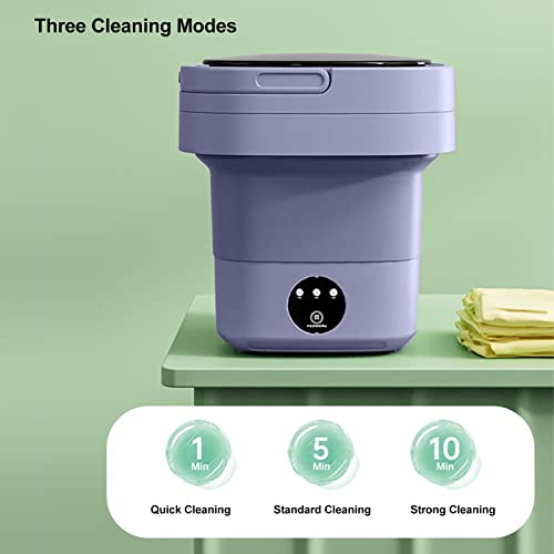 Dpofirs Tragbare Waschmaschine, Mini-Waschmaschine mit Hoher Kapazität und 3 Modi, Tiefenreinigung, Halbautomatische Wäsche, Faltbare Waschmaschine mit Sanftem Schleudern für Socken, (Lila)