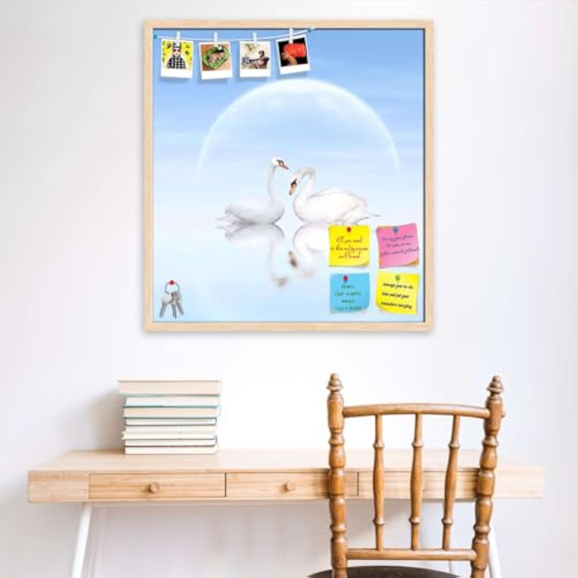 Two White Swans Vision Soft Board Notice Pin Board with Sticky Notes