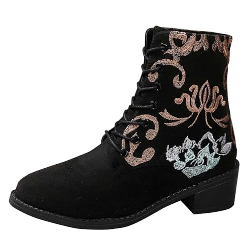 Bottes en daim brodé pour femme : finis les mollets serrés grâce aux lacets