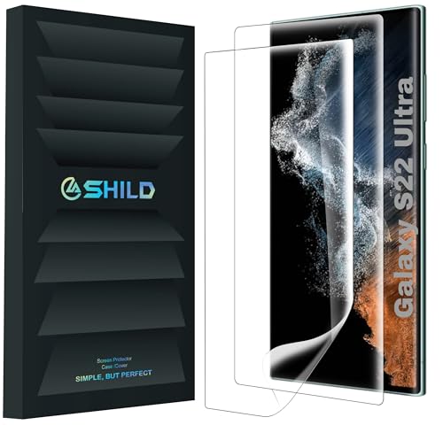 Image of SHILD Silicone - (2 Pack Screen Protector Guard for Samsung S22 Ultra (6.8-inch Screen Size) | Transparent Screen Guard For Galaxy S22 Ultra Fingerprint Support /S PEN Compatible /HD