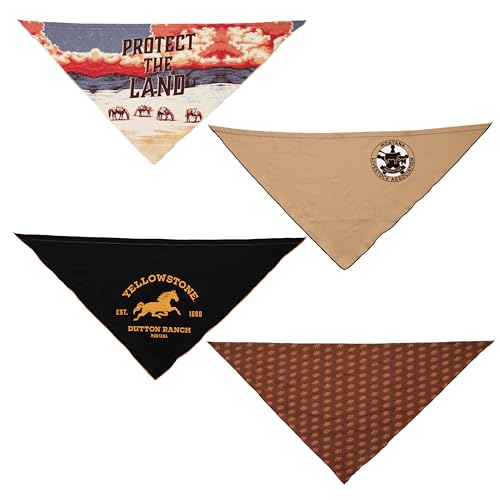 design LAB, Inc. Official Yellowstone Merchandise | Dutton Ranch Dog Bandana Set - Country Western Bandanas | Accessories for Large Dogs and Medium | Cowboy Costumes for Pets