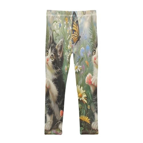 Toddler Girls Leggings Printed Yoga Pants Leggings Garden Cat Butterfly for Kids2
