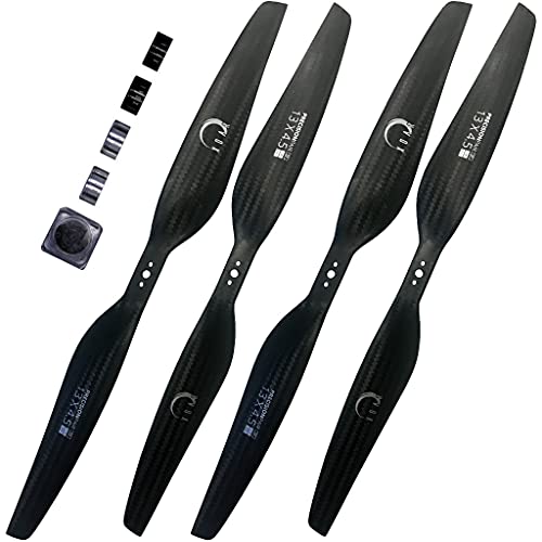 XOAR DJI Inspire 1 Carbon Fiber Propellers 1345 (2 Pairs) + Aluminum Self-Tightening Adapters. 13 Inch 2 Blade Premium CF Props for Inspire 1, V2.0, Pro, Black Edition, Matrice 100