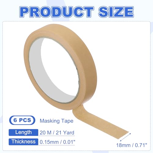 Image of MECCANIXITY Masking Tape 0.7 Inch x 21 Yard Painter's Tape Brown Paint Tapes for DIY Crafts Arts Drawing Decoration Labeling Car Painting Artist Teachers, Pack of 6