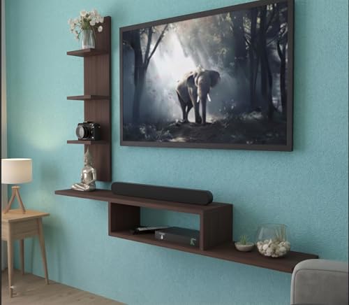 Image of Engineered Wall Mounted TV Cabinet, Suitable for 24 to 48 inches Smart TV Cabinet for Wall (48 inches, Brown-White)