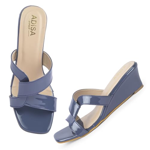 Image of Women Girls Comfortable Slip-On Glossy Sandals - Stylish All Day Comfort Ladies Footwear for Daily Wear