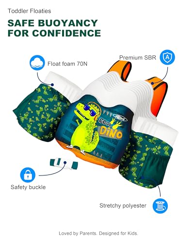 Image of AEOCOO Puddle Float Jumper for Swiming, Toddler Swim Vest for Water Play, Pool Floats with Swimming Arm Floaties Swim Jacket & Water Wings for Kids Swimmies, Boys, Girls, Ninos