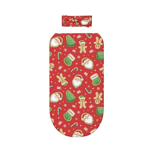 Image of KiuLoam Cute Cartoon Christmas Pattern Newborn Swaddle Set with Matching Bow, Baby Girl Newborn Receiving Swaddle Blanket Nursery Swaddle Wrap Toddler Warm