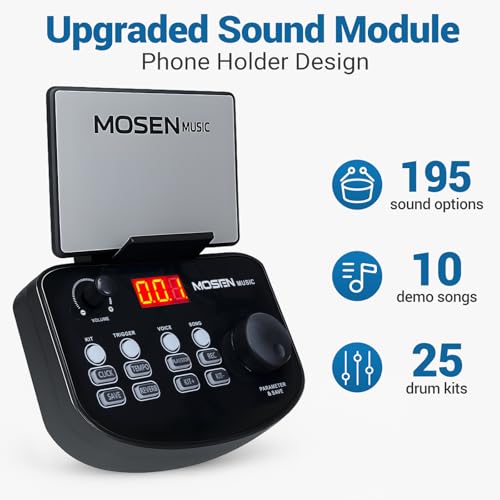 image for MOSEN MUSIC MOSEN Electric Drum SetMesh Drum Pads, Phone Holder, Stick
